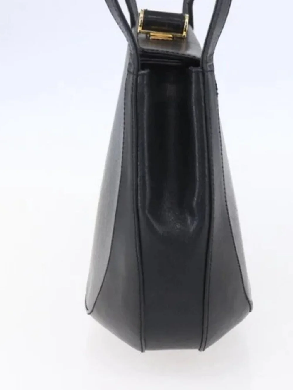 Salvatore Ferragamo Shoulder Bag Leather Black Gold Auth bs31188